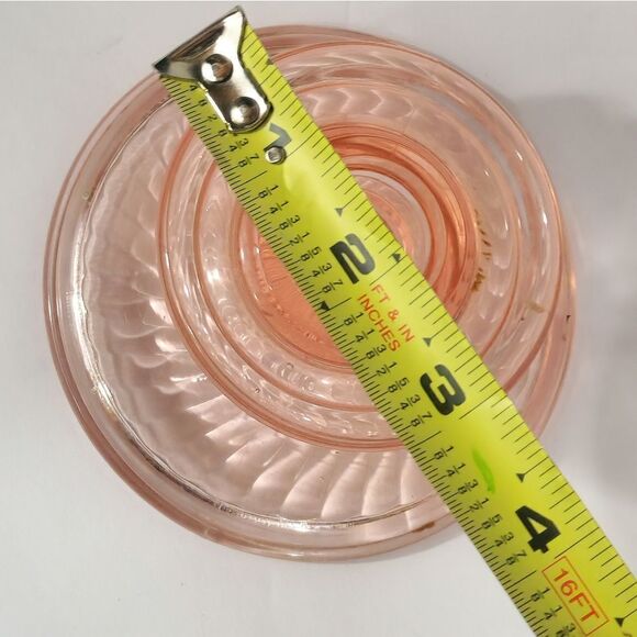 Vintage Set Of 2 pink depression glass candle holders - Picture 7 of 7